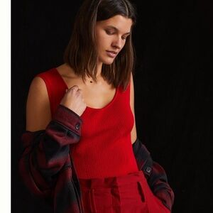 Anthropologie Red Sleeveless Sweater Top Size XL